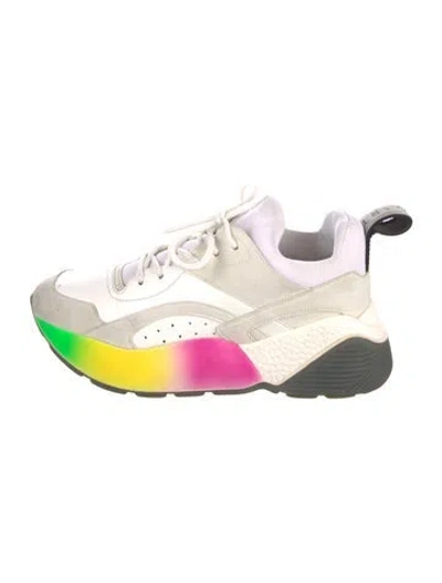 Pre-owned Stella Mccartney Vegan Leather Colorblock Pattern Chunky Sneakers In White
