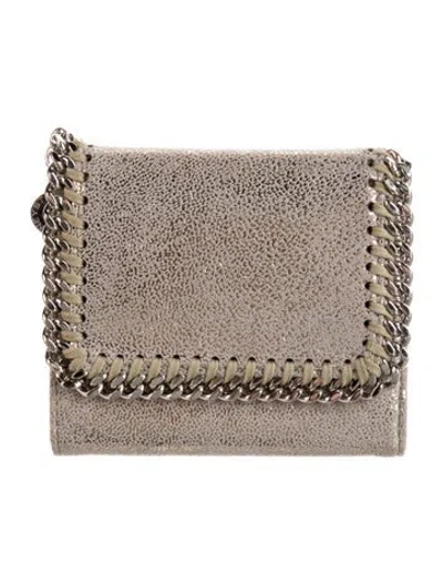 Pre-owned Stella Mccartney Vegan Leather Compact Wallet In Grey
