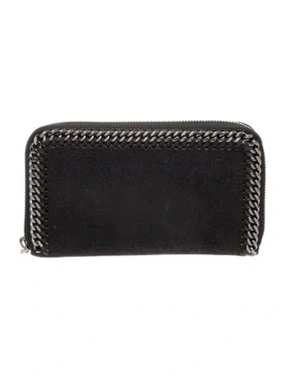 Pre-owned Stella Mccartney Vegan Leather Continental Wallet In Black
