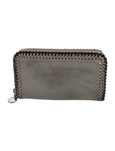 Pre-owned Stella Mccartney Vegan Leather Continental Wallet In Grey