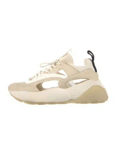 Pre-owned Stella Mccartney Vegan Leather Cutout Accent Chunky Sneakers In Neutrals