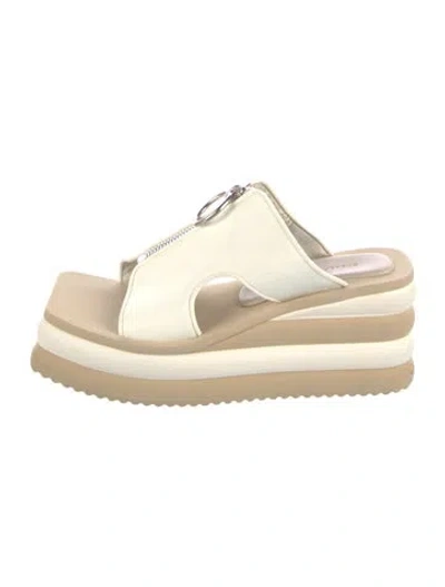 Pre-owned Stella Mccartney Vegan Leather Cutout Accent Slides In White