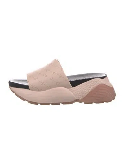 Pre-owned Stella Mccartney Vegan Leather Lasercut Accents Slides In Pink