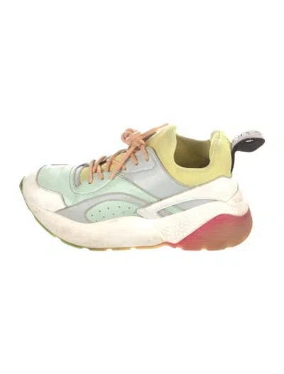Pre-owned Stella Mccartney Vegan Leather Printed Chunky Sneakers In Yellow