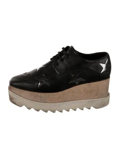 Pre-owned Stella Mccartney Vegan Leather Printed Oxfords In Black