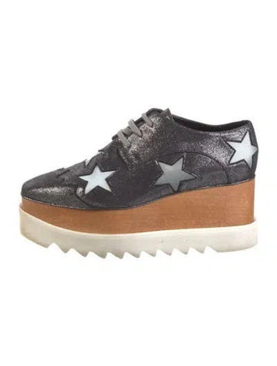Pre-owned Stella Mccartney Vegan Leather Printed Oxfords In Gray