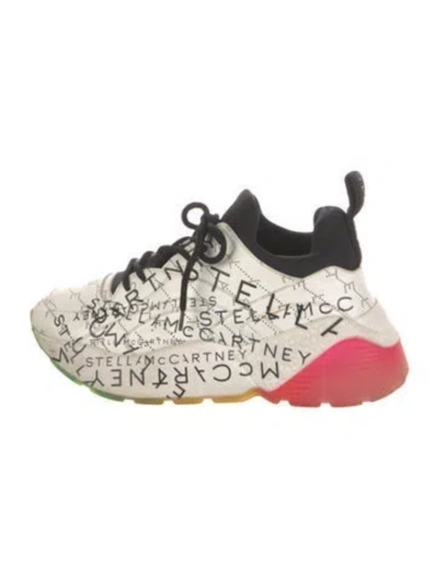 Pre-owned Stella Mccartney Vegan Leather Printed Sneakers In White