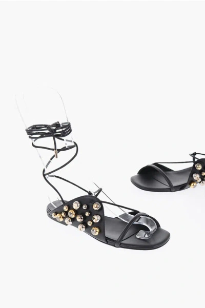 Stella Mccartney Vegan Leather Sandals With Rhinestones Detail In Black