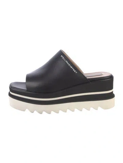 Pre-owned Stella Mccartney Vegan Leather Slides In Black