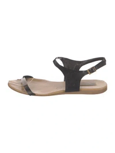 Pre-owned Stella Mccartney Vegan Leather Slingback Sandals In Black