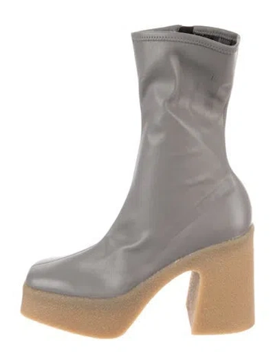 Pre-owned Stella Mccartney Vegan Leather Sock Boots In Gray