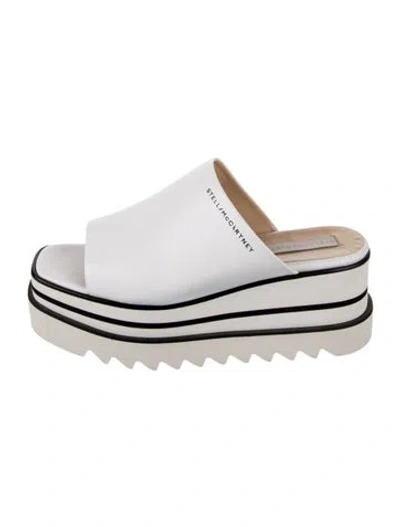 Pre-owned Stella Mccartney Vegan Leather Striped Mules In White