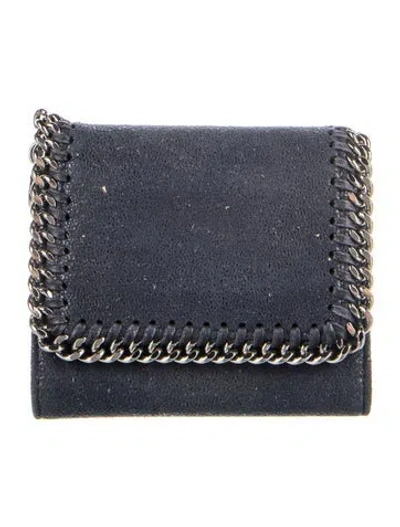 Pre-owned Stella Mccartney Vegan Leather Trifold Wallet In Blue