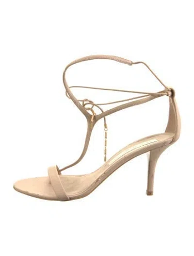 Pre-owned Stella Mccartney Vegan Leather T-strap Sandals In Neutral