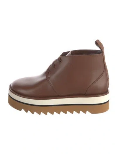 Pre-owned Stella Mccartney Vegan Leather Wedge Sneakers In Brown