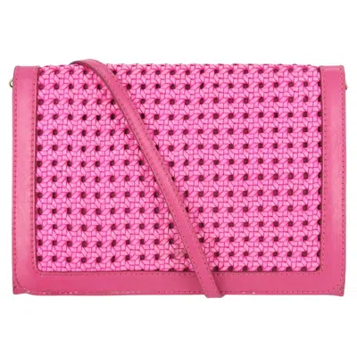 Pre-owned Stella Mccartney Vegan Leather Woven Crossbody Bag In Pink