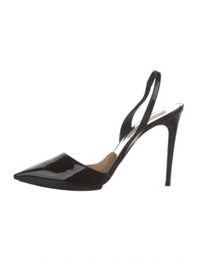 Pre-owned Stella Mccartney Vegan Patent Leather Slingback Pumps In Black