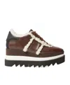 Stella Mccartney Alter Suede Sneak Elys Sneakers Shearling Platform In Brown