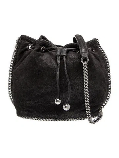 Pre-owned Stella Mccartney Vegan Suede Bucket Bag In Black