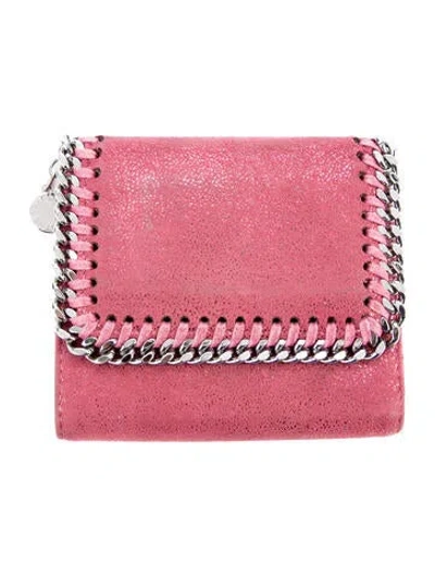 Pre-owned Stella Mccartney Vegan Suede Compact Wallet In Pink