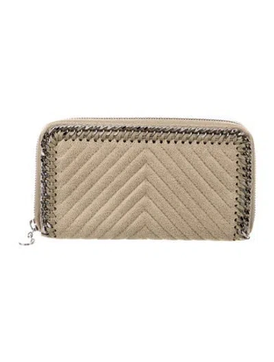 Pre-owned Stella Mccartney Vegan Suede Continental Wallet In Green