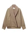Stella Mccartney Oversized Teddy-trimmed Blouson Jacket In Brown