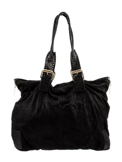 Pre-owned Stella Mccartney Vegan Suede Shoulder Bag In Black