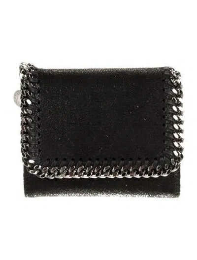 Pre-owned Stella Mccartney Vegan Suede Trifold Wallet In Black