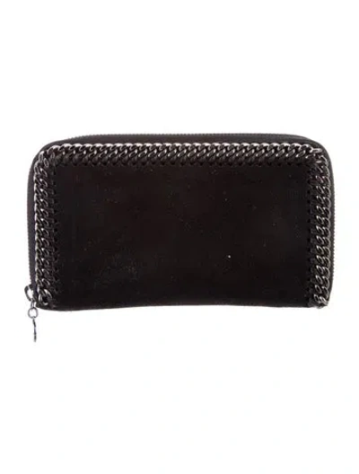 Pre-owned Stella Mccartney Vegan Suede Wallet In Black