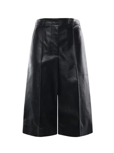 Stella Mccartney Vegan Wide-leg Bermuda Shorts In Black