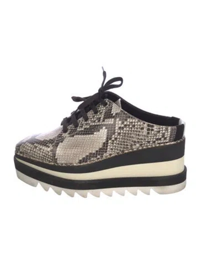 Pre-owned Stella Mccartney Vegetarian Leather Animal Print Wedge Sneakers In Multi