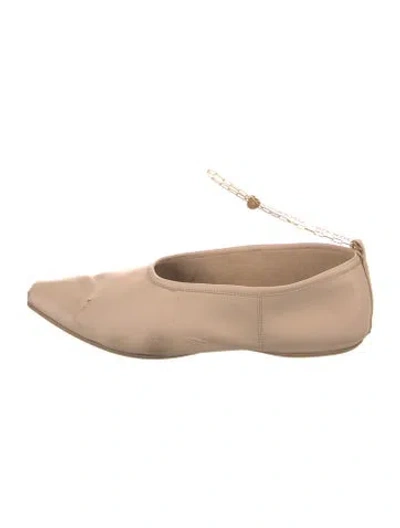 Pre-owned Stella Mccartney Vegetarian Leather Chain-link Accents Ballet Flats In Neutral