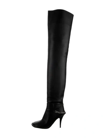 Pre-owned Stella Mccartney Vegetarian Leather Chain-link Accents Boots In Black