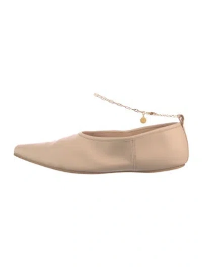 Pre-owned Stella Mccartney Vegetarian Leather Chain-link Accents Flats In Neutrals
