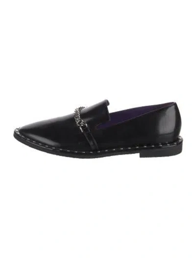 Pre-owned Stella Mccartney Vegetarian Leather Chain-link Accents Loafers In Black