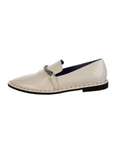 Pre-owned Stella Mccartney Vegetarian Leather Chain-link Accents Loafers In Neutral
