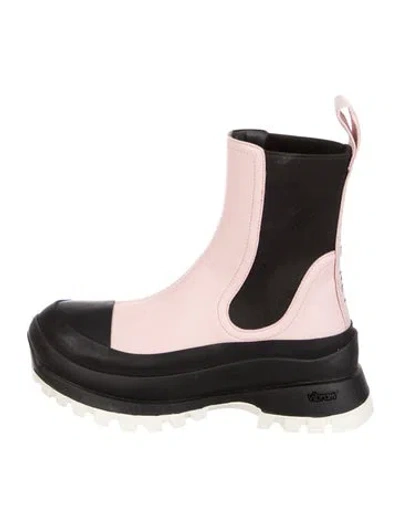 Pre-owned Stella Mccartney Vegetarian Leather Colorblock Pattern Chelsea Boots In Pink