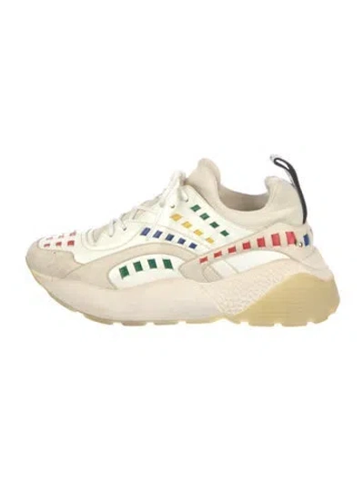 Pre-owned Stella Mccartney Vegetarian Leather Colorblock Pattern Chunky Sneakers In Neutral
