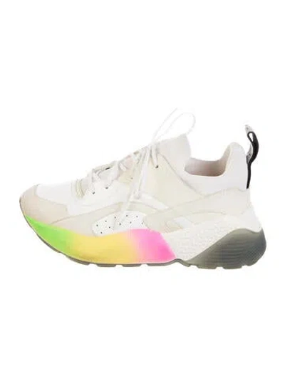 Pre-owned Stella Mccartney Vegetarian Leather Colorblock Pattern Chunky Sneakers In Neutrals