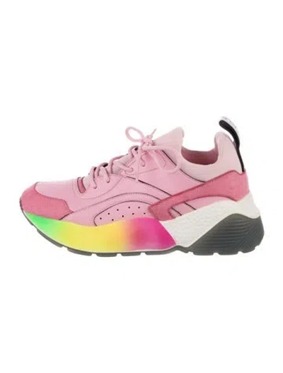 Pre-owned Stella Mccartney Vegetarian Leather Colorblock Pattern Chunky Sneakers In Pink