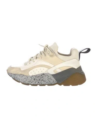 Pre-owned Stella Mccartney Vegetarian Leather Colorblock Pattern Chunky Sneakers In White