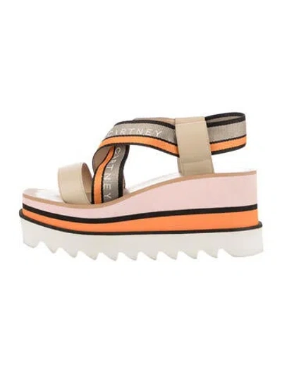 Pre-owned Stella Mccartney Vegetarian Leather Colorblock Pattern Sandals In Brown