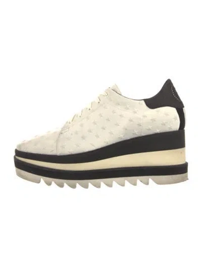 Pre-owned Stella Mccartney Vegetarian Leather Colorblock Pattern Wedge Sneakers In Neutral