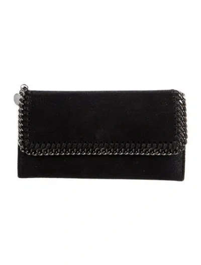 Pre-owned Stella Mccartney Vegetarian Leather Continental Wallet In Black
