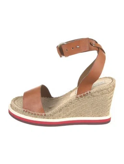 Pre-owned Stella Mccartney Vegetarian Leather Espadrilles In Brown