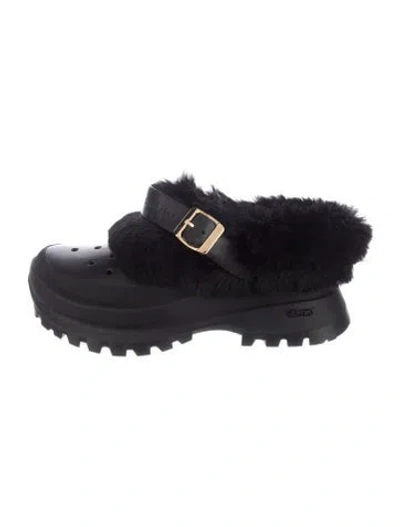Pre-owned Stella Mccartney Vegetarian Leather Faux Fur Trim Flats In Blue