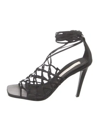 Pre-owned Stella Mccartney Vegetarian Leather Gladiator Sandals In Black