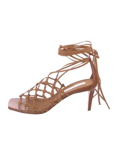 Pre-owned Stella Mccartney Vegetarian Leather Gladiator Sandals In Orange
