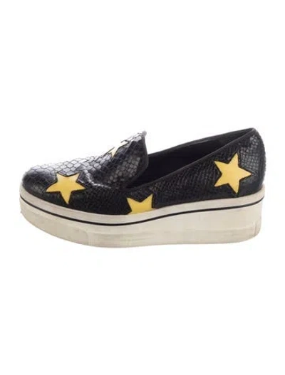 Pre-owned Stella Mccartney Vegetarian Leather Graphic Print Chunky Sneakers In Black