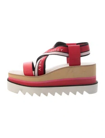 Pre-owned Stella Mccartney Vegetarian Leather Graphic Print Sandals In Red